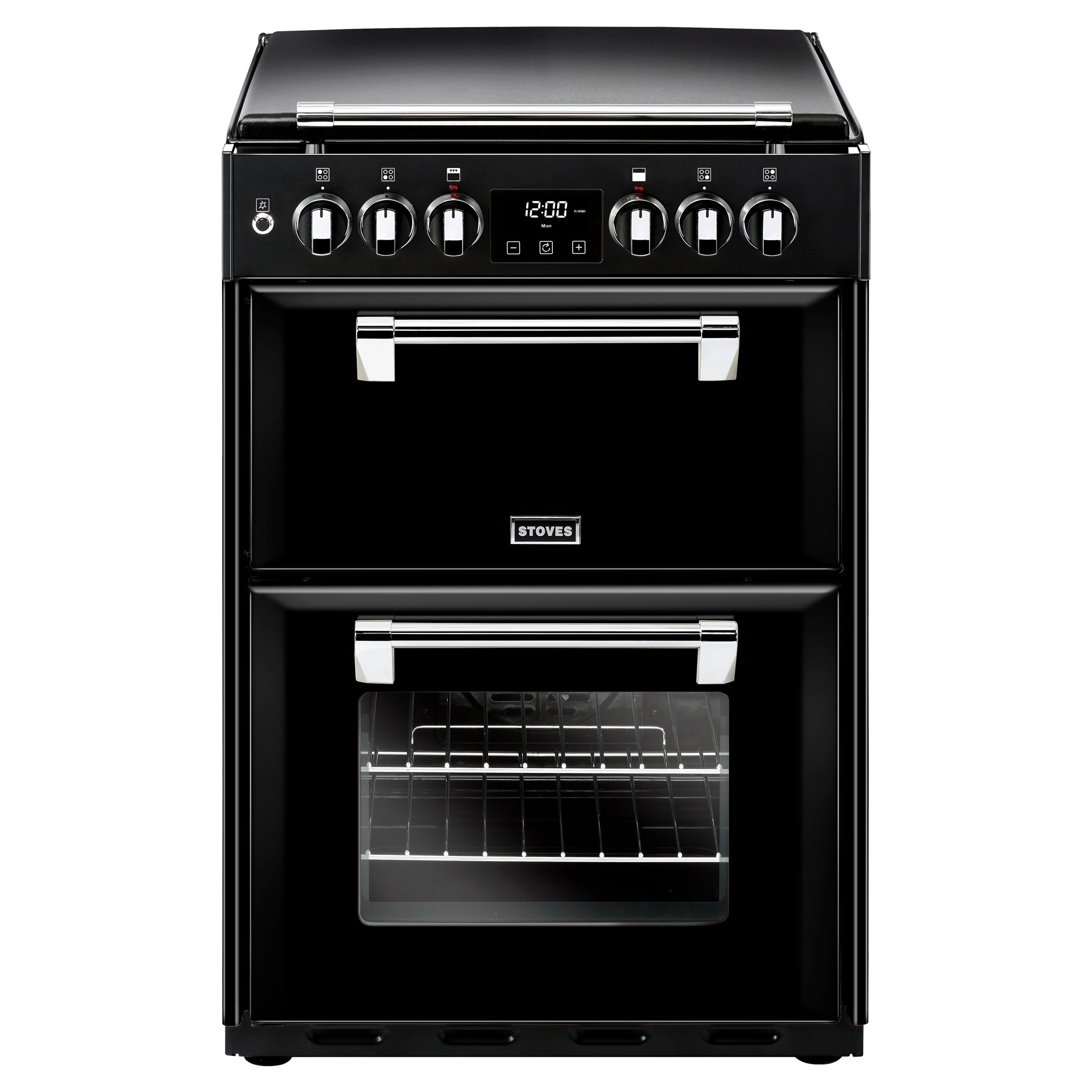 60cm Dual Fuel Range Cooker With Cast Aluminium Lid, 4 Burner Gas Hob, Conventional Oven & Grill and Fanned Main Oven
