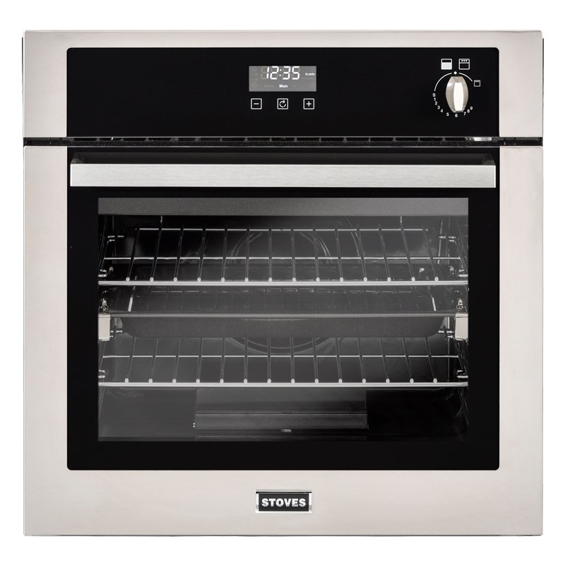 60cm built-in single gas oven. Additional features include cook-to-off timer, telescopic slider shelves, fixed-rate electric grill & easy clean enamel. A+ energy rating.