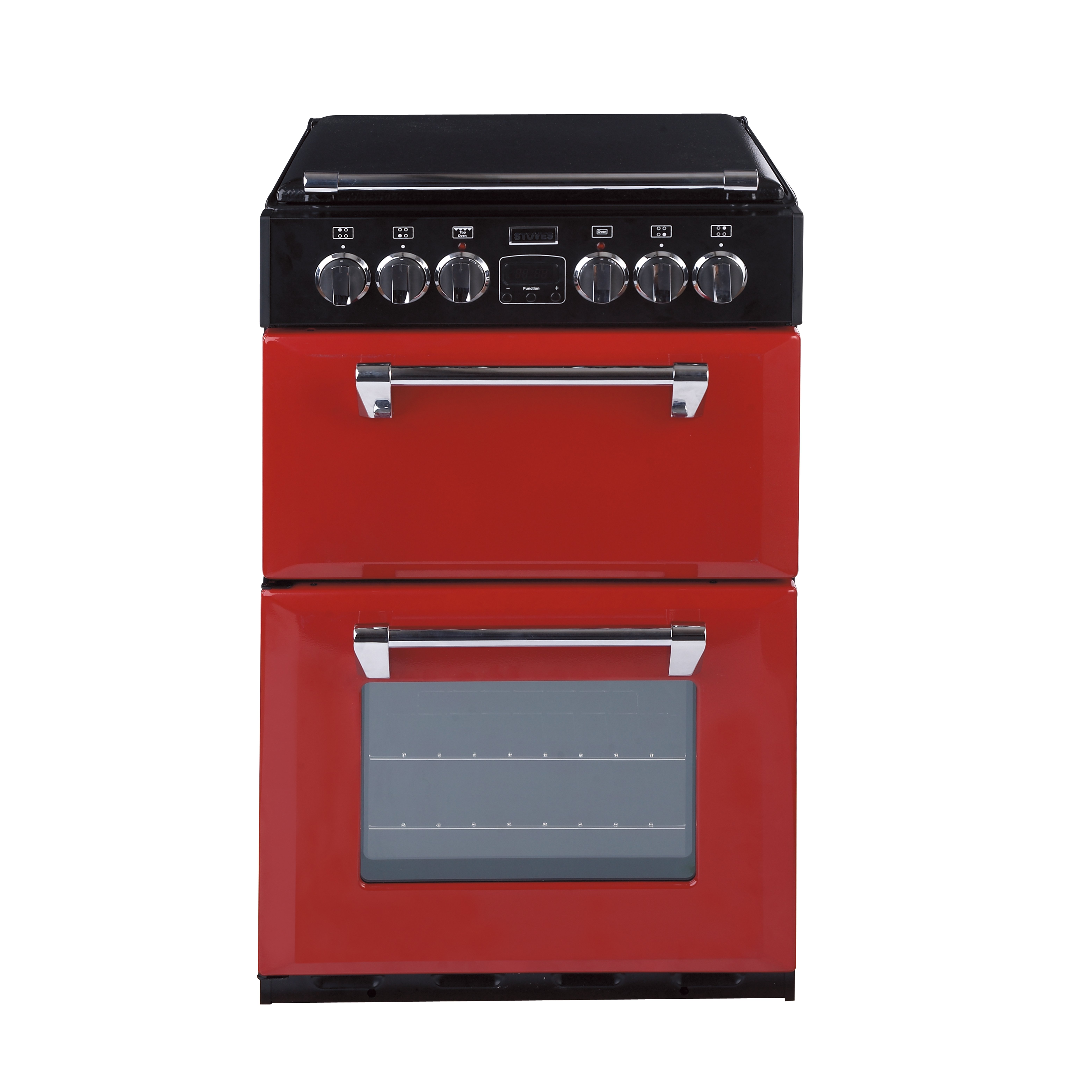 55cm electric double oven offers a programmable timer, defrost and dough proving functions and easy clean enamel. A/A energy rating.