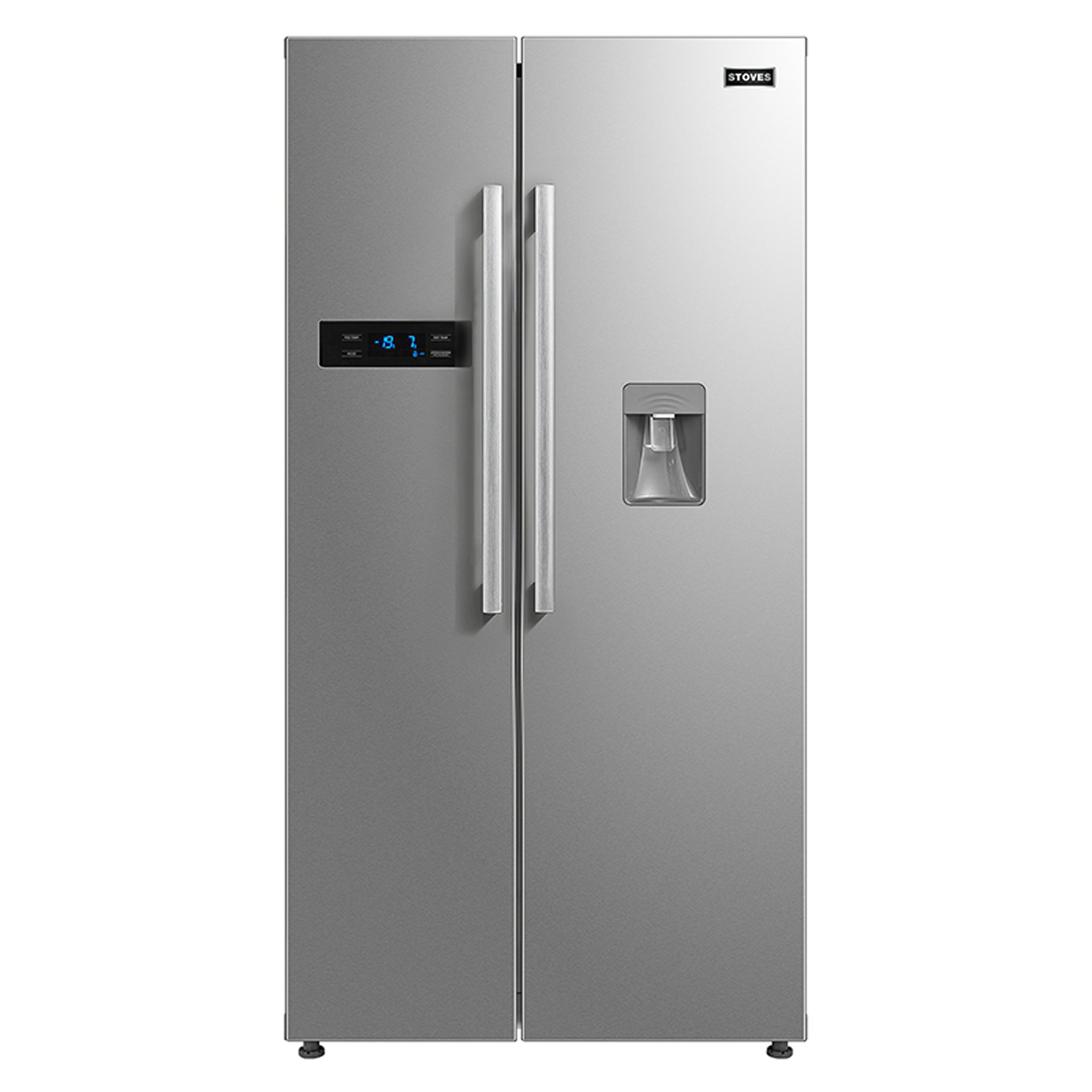 American Style fridge freezer, with gross fridge capacity of 343L & freezer capacity of 248L. Features include non-plumbed water through door, total no frost, and digital control